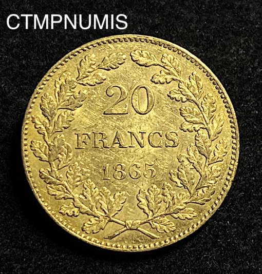 ,MONNAIE,BELGIQUE,20,FRANCS,OR,1865,