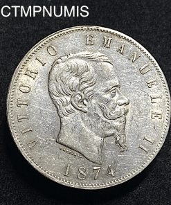 ,MONNAIE,ITALIE,5,LIRE,ARGENT,1874,MILAN,