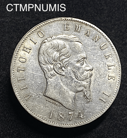 ,MONNAIE,ITALIE,5,LIRE,ARGENT,1874,MILAN,