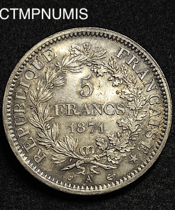 ,MONNAIE,5,FRANCS,ARGENT,CAMELINAT,1871,FDC,
