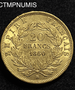 ,MONNAIE,EMPIRE,20,FRANCS,OR,NAPOLEON,1860,50,STRASBOURG,