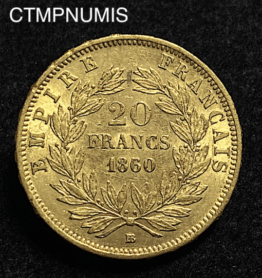 ,MONNAIE,EMPIRE,20,FRANCS,OR,NAPOLEON,1860,50,STRASBOURG,