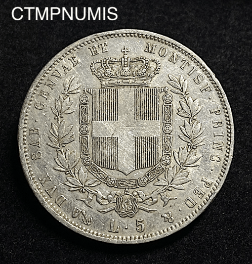 ,MONNAIE,ITALIE,5,LIRE,ARGENT,1850,GENES,