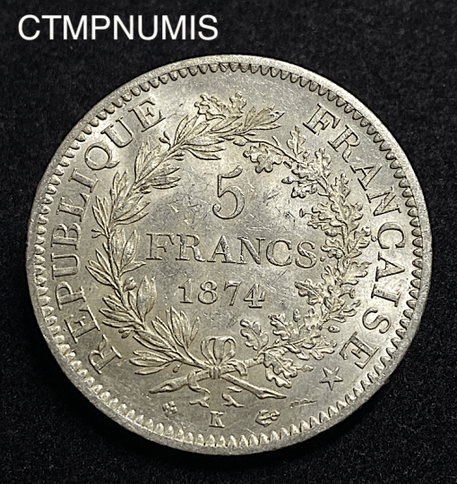 ,MONNAIE,5,FRANCS,ARGENT,1874,K,BORDEAUX,