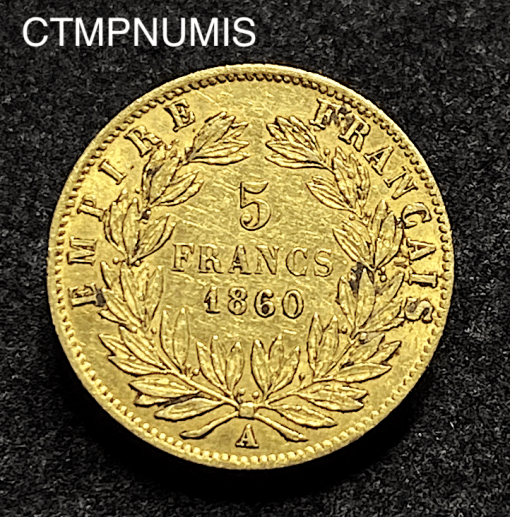 ,MONNAIE,EMPIRE,5,FRANCS,OR,NAPOLEON,1860,