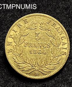 ,MONNAIE,EMPIRE,5,FRANCS,OR,NAPOLEON,1864,STRASBOURG,
