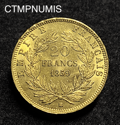 ,MONNAIE,EMPIRE,20,FRANCS,OR,NAPOLEON,1859,STRASBOURG,