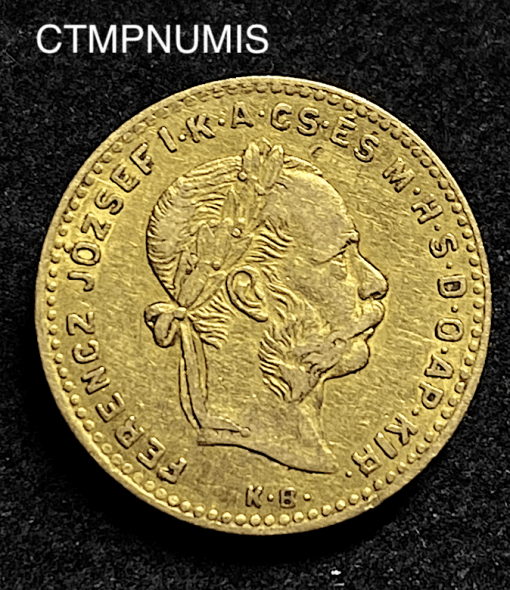 ,MONNAIE,HONGRIE,10,FRANCS,4,FORINT,OR,1885,