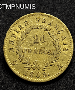 ,MONNAIE,EMPIRE,20,FRANCS,OR,NAPOLEON,1809,