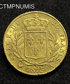 ,MONNAIE,ROYALE,LOUIS,XVIII,20,FRANCS,OR,1815,