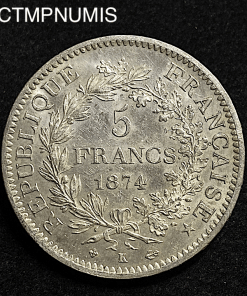 ,MONNAIE,5,FRANCS,ARGENT,HERCULE,1874,K,BORDEAUX,
