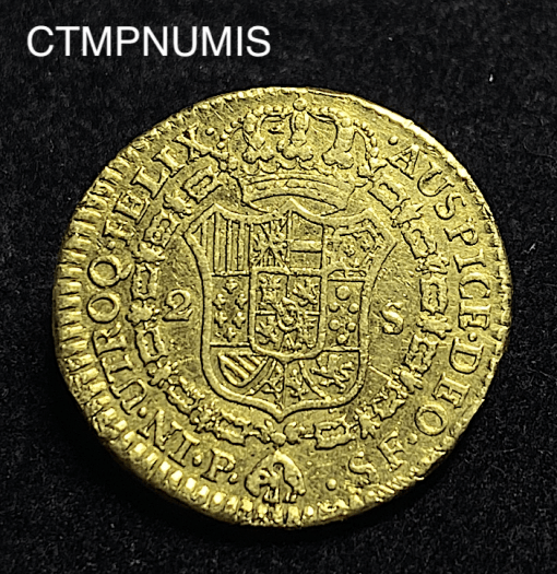 ,MONNAIE,COLOMBIE,2,ESCUDOS,OR,CHARLES,1788,POPAYAN,