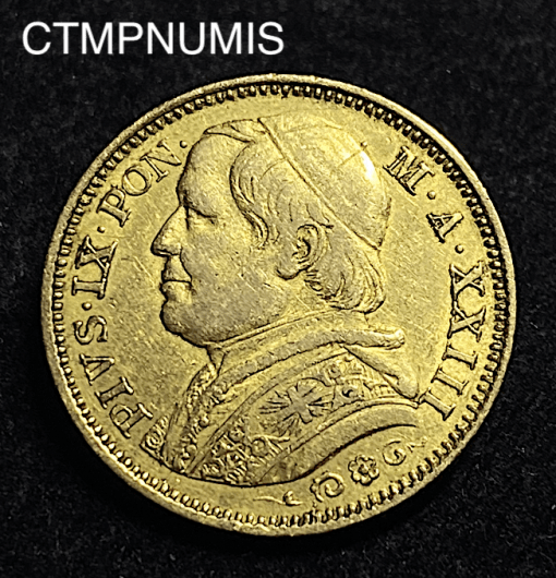 ,MONNAIE,ITALIE,VATICAN,20,LIRE,OR,1868,ROME,