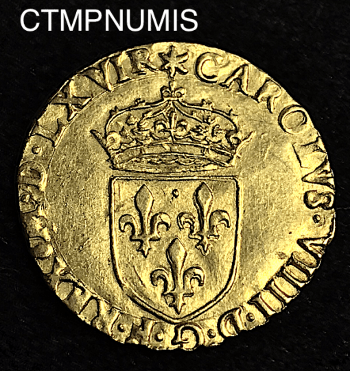 ,MONNAIE,ROYALE,ECU,OR,AU,SOLEIL,1566,CHARLES,IX,TOULOUSE,