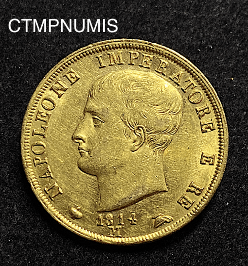 ,MONNAIE,ITALIE,40,LIRE,OR,NAPOLEON,1814,MILAN,