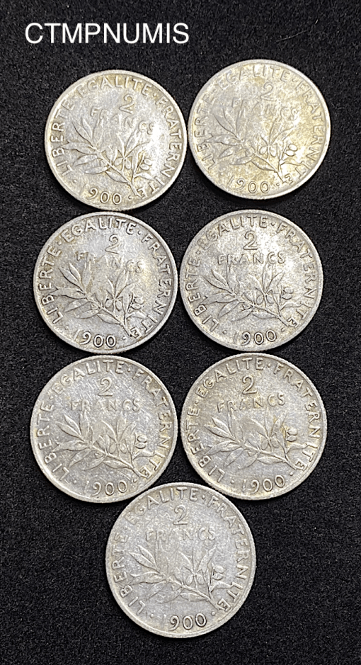 ,MONNAIE,2,FRANCS,ARGENT,SEMEUSE,1900,LOT,