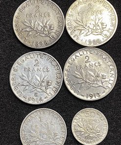 ,MONNAIES,1,2,FRANCS,ARGENT,SEMEUSE,LOT,