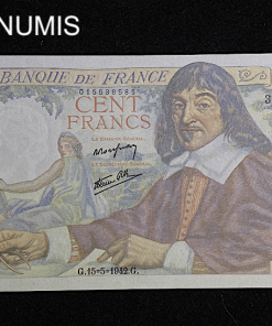 ,BILLET,100,FRANCS,DESCARTES,15,5,1942,NEUF,