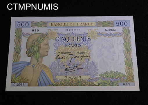 ,BILLET,500,FRANCS,LA,PAIX,16,1,1941,NEUF,