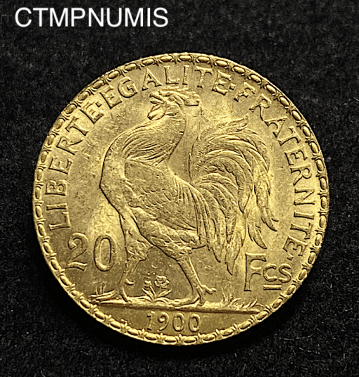 ,MONNAIE,20,FRANCS,OR,COQ,1900,