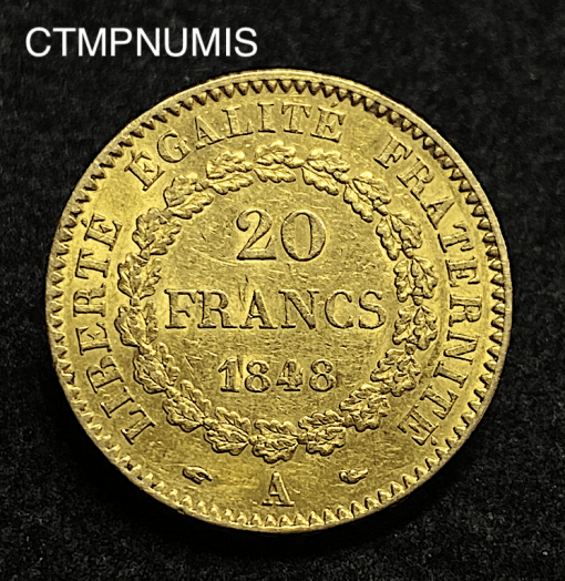 ,MONNAIE,20,FRANCS,OR,GENIE,1848,