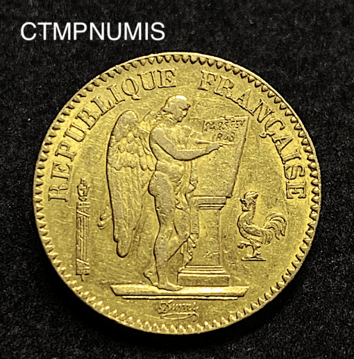 ,MONNAIE,20,FRANCS,OR,GENIE,1848,