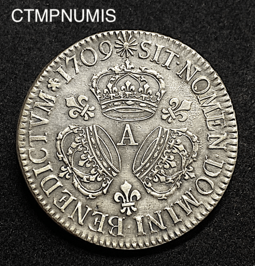 ,MONNAIE,ROYALE,LOUIS,XIV,ECU,3,COURONNES,1709,