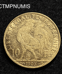 ,MONNAIE,10,FRANCS,OR,COQ,1905,