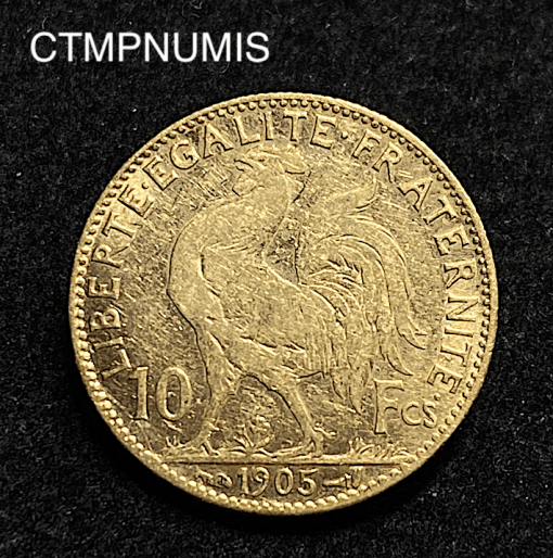 ,MONNAIE,10,FRANCS,OR,COQ,1905,