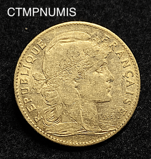 ,MONNAIE,10,FRANCS,OR,COQ,1905,