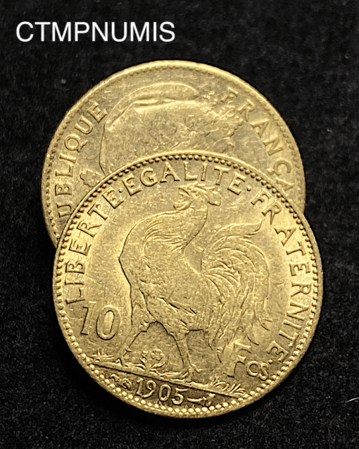 ,MONNAIE,10,FRANCS,OR,COQ,1905,