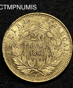 ,MONNAIE,20,FRANCS,OR,NAPOLEON,1855,STRASBOURG,