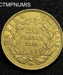 ,MONNAIE,EMPIRE,20,FRANCS,OR,NAPOLEON,1855,D,LYON,