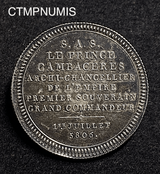 ,JETON,MACONNIQUE,CAMBACERES,1812,CONSEIL,FRANCE,