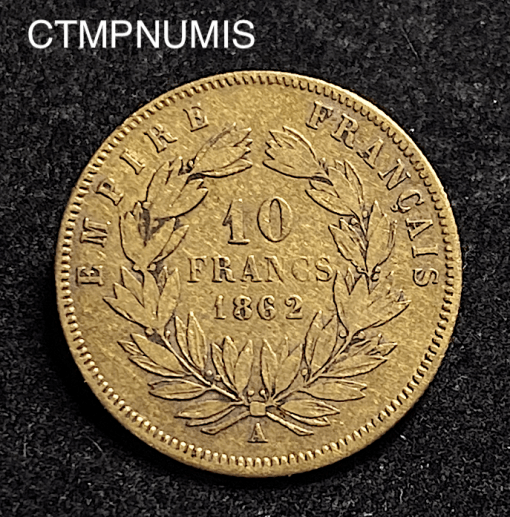 ,MONNAIE,EMPIRE,10,FRANCS,OR,NAPOLEON,1862,
