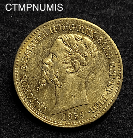 ,MONNAIE,ITALIE,20,LIRE,OR,1859,GENES,