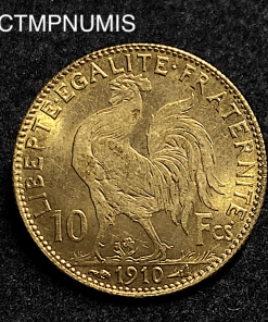 ,MONNAIE,FRANCAISE,10,FRANCS,OR,COQ,1910,