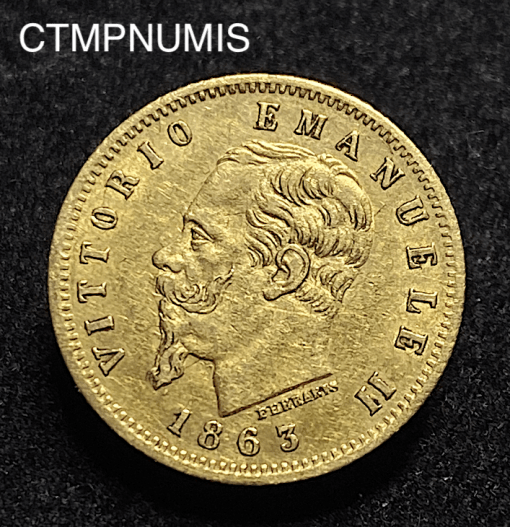 ,MONNAIE,ITALIE,5,LIRE,OR,1863,TURIN,