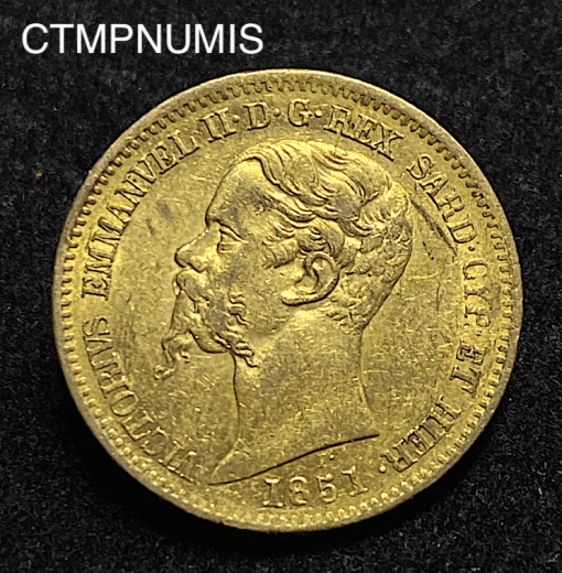 ,MONNAIE,ITALIE,20,LIRE,OR,1851,GENES,