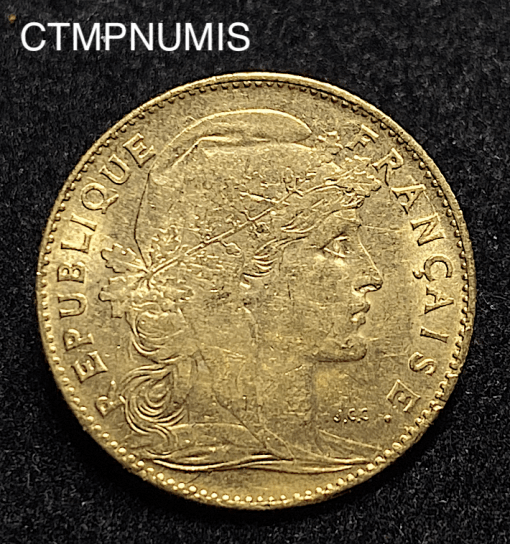 ,MONNAIE,10,FRANCS,OR,COQ,1908,