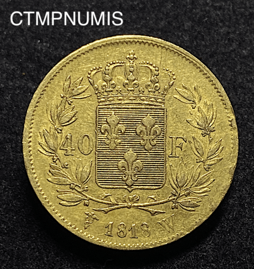 ,MONNAIE,ROYALE,40,FRANCS,OR,LOUIS,XVIII,1818,