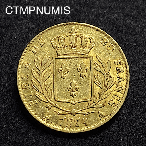 ,MONNAIE,ROYALE,LOUIS,XVIII,20,FRANCS,OR,1814,