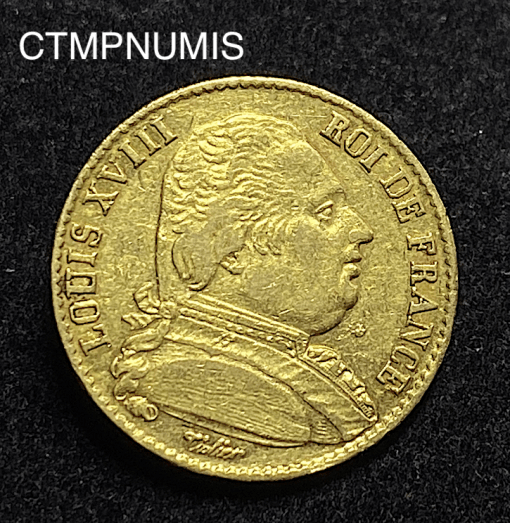 ,MONNAIE,ROYALE,LOUIS,XVIII,20,FRANCS,OR,1814,