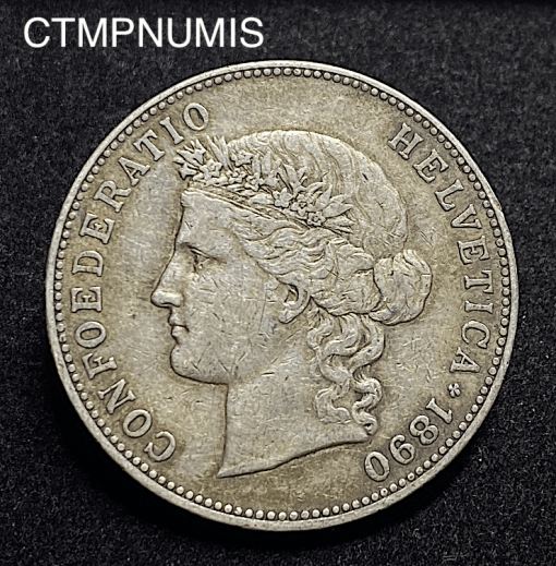 ,MONNAIE,SUISSE,5,FRANCS,1890,ARGENT,