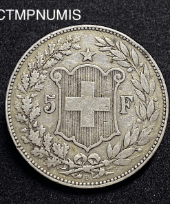 ,MONNAIE,SUISSE,5,FRANCS,1890,ARGENT,