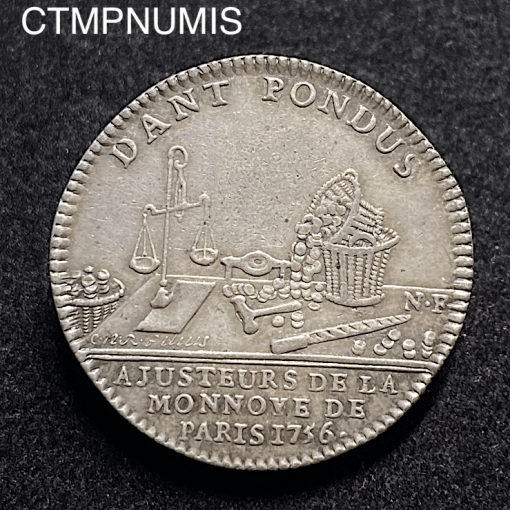 ,JETON,AJUSTEURS,MONNAIE,PARIS,1756,LOUIS,XV,