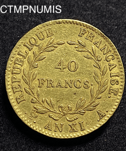 ,MONNAIE,CONSULAT,40,FRANCS,OR,BONAPARTE,AN,XI,