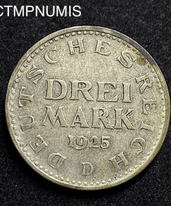 ,MONNAIE,ALLEMAGNE,3,MARK,1925,D,ARGENT,