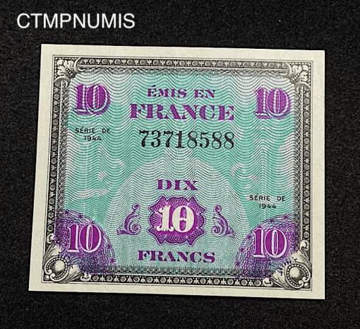 ,BILLET,FRANCAIS,10,FRANCS,DRAPEAU,1944,NEUF,