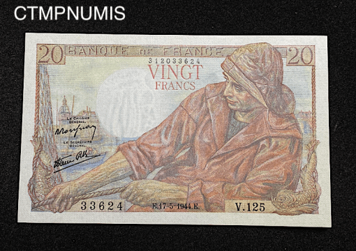 ,BILLET,FRANCAIS,20,FRANCS,PECHEUR,1944,NEUF,